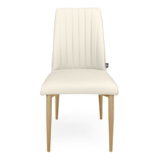Sedia da pranzo imbottita in pelle beige – Francine (2 Pz.)