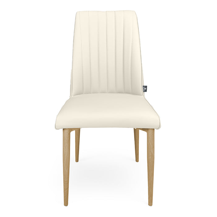 Sedia da pranzo imbottita in pelle beige – Francine (2 Pz.)