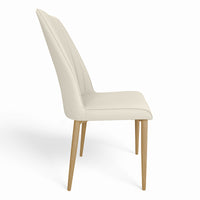 Sedia da pranzo imbottita in pelle beige – Francine (2 Pz.)