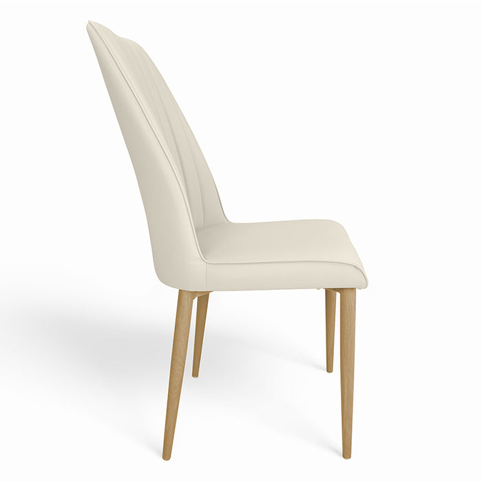 Sedia da pranzo imbottita in pelle beige – Francine (2 Pz.)