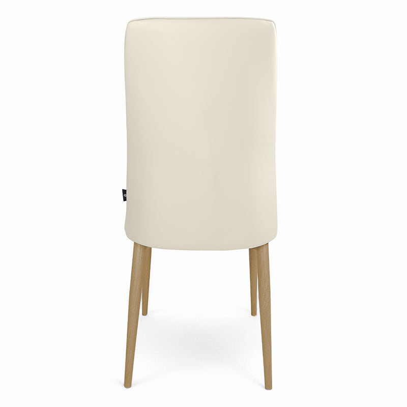 Sedia da pranzo imbottita in pelle beige – Francine (2 Pz.)