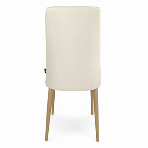 Sedia da pranzo imbottita in pelle beige – Francine (2 Pz.)