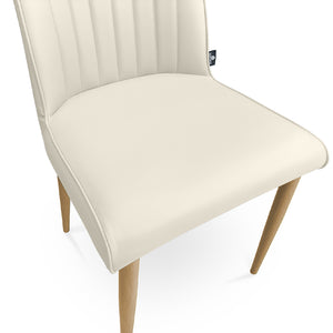 Sedia da pranzo imbottita in pelle beige – Francine (2 Pz.)