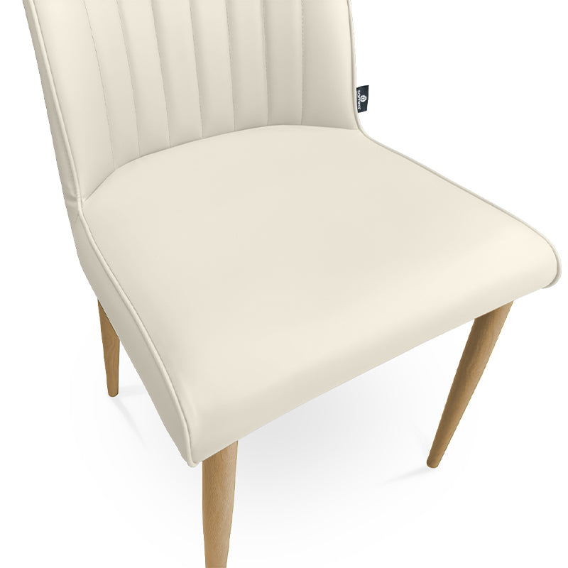 Sedia da pranzo imbottita in pelle beige – Francine (2 Pz.)