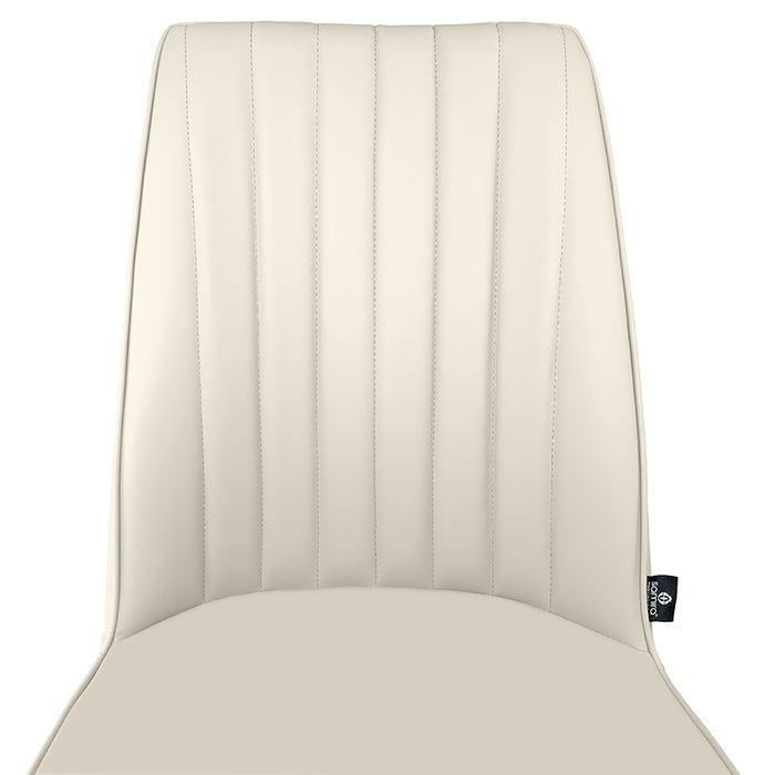 Sedia da pranzo imbottita in pelle beige – Francine (2 Pz.)