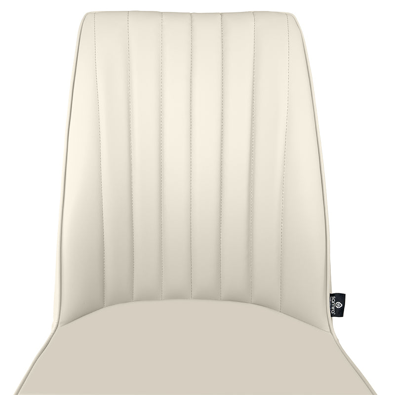 Sedia da pranzo imbottita in pelle beige – Francine (2 Pz.)