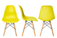 Sedia in plastica gialla con gamba, piede in legno (2 pz) - Colore: Giallo - SD16NOPL
