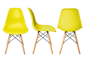 Sedia in plastica gialla con gamba, piede in legno (2 pz) - Colore: Giallo - SD16NOPL