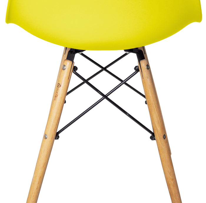 Sedia in plastica gialla con gamba, piede in legno (2 pz) - Colore: Giallo - SD16NOPL