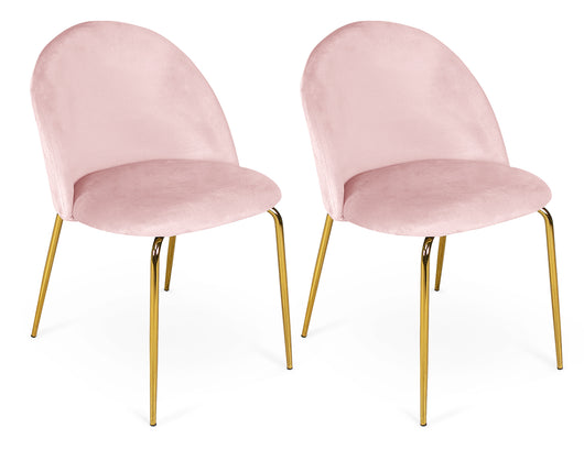 Sedia da pranzo imbottita mod. Nicole (2 pz) Rivestimento: Velluto - Colore: Rosa