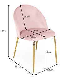 Sedia da pranzo imbottita mod. Nicole (2 pz) Rivestimento: Velluto - Colore: Rosa