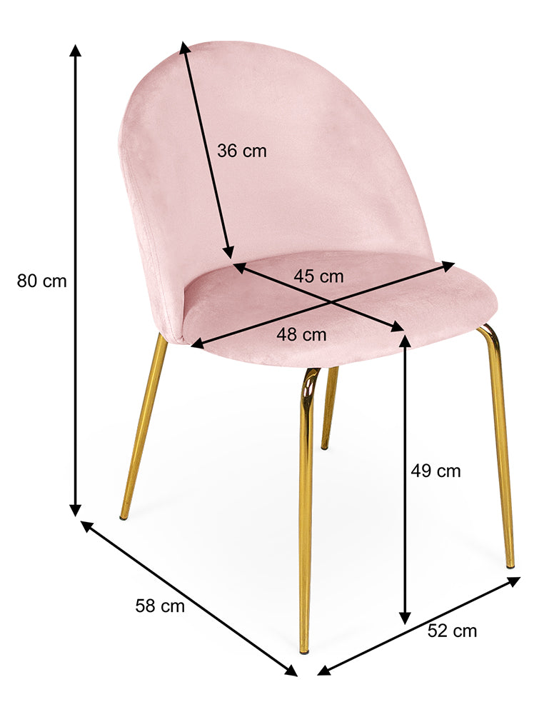 Sedia da pranzo imbottita mod. Nicole (2 pz) Rivestimento: Velluto - Colore: Rosa