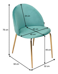 Sedia da pranzo imbottita mod. Nicole (2 pz) - Rivestimento: Velluto - Colore: Verde Tiffany - SD20NIG