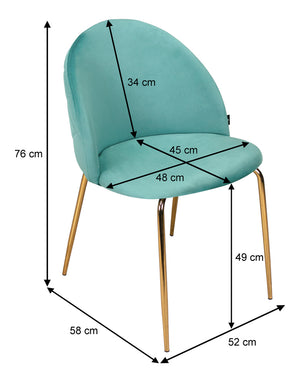 Sedia da pranzo imbottita mod. Nicole (2 pz) - Rivestimento: Velluto - Colore: Verde Tiffany - SD20NIG