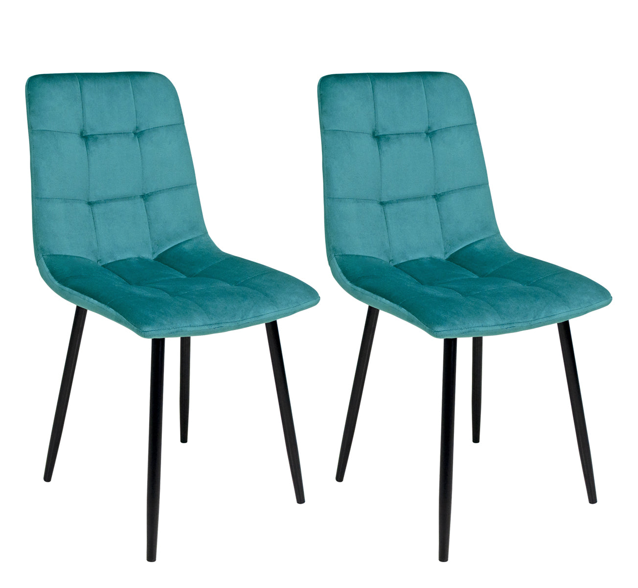 Sedia da pranzo imbottita mod. Karima (2 pz.) Colore: Verde petrolio - Rivestimento: Velluto SD26KAPM