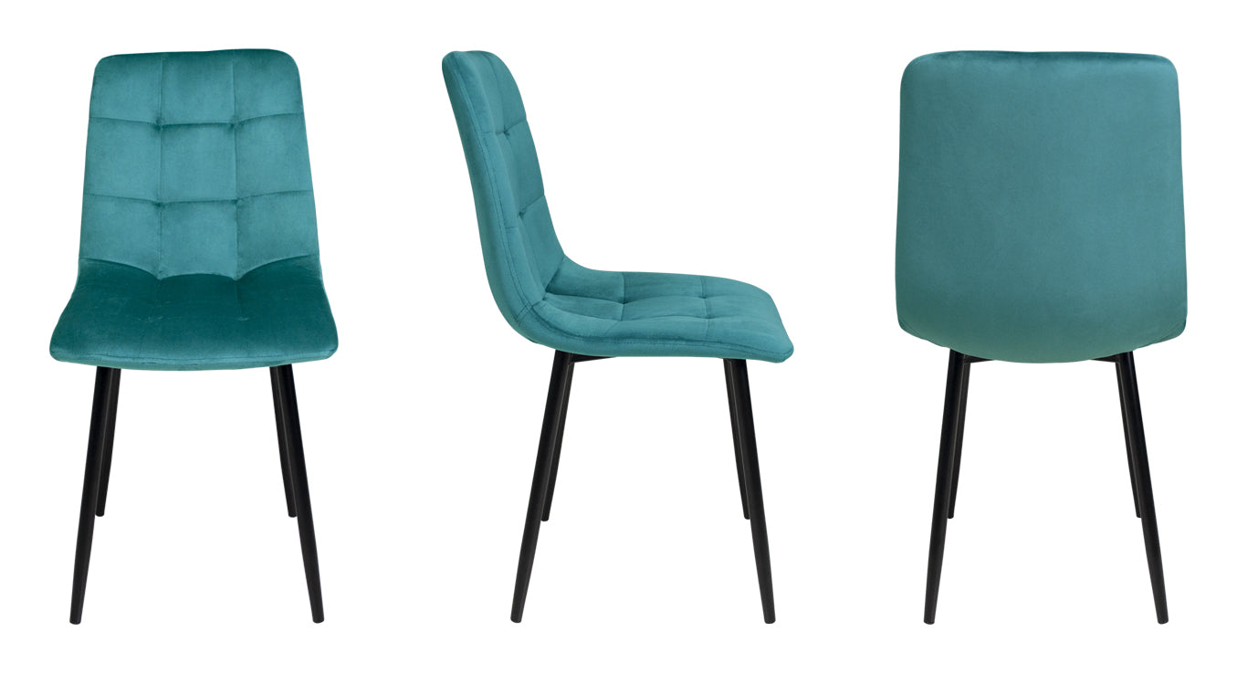 Sedia da pranzo imbottita mod. Karima (2 pz.) Colore: Verde petrolio - Rivestimento: Velluto SD26KAPM