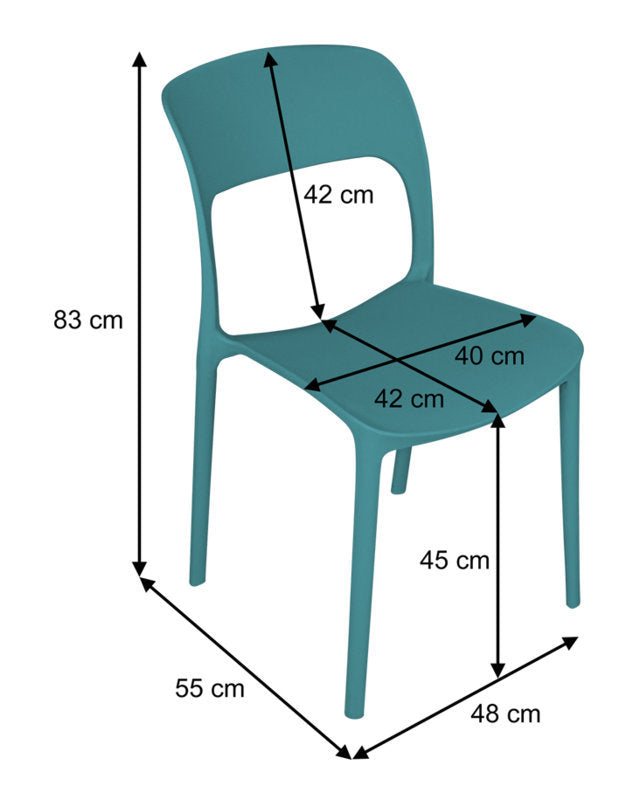Sedia impilabile in polipropilene mod. Maya (2 pz) - Colore: Petrolio - SD26MAPP