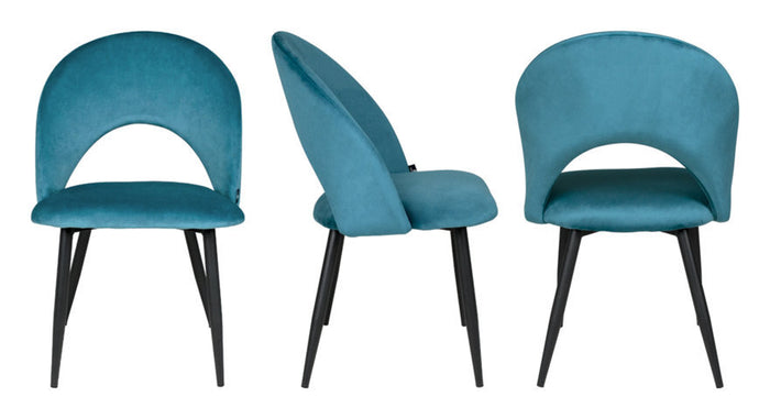 Sedia da pranzo imbottita in velluto blu petrolio - Zoe (2 pz.) SD27ZOPM
