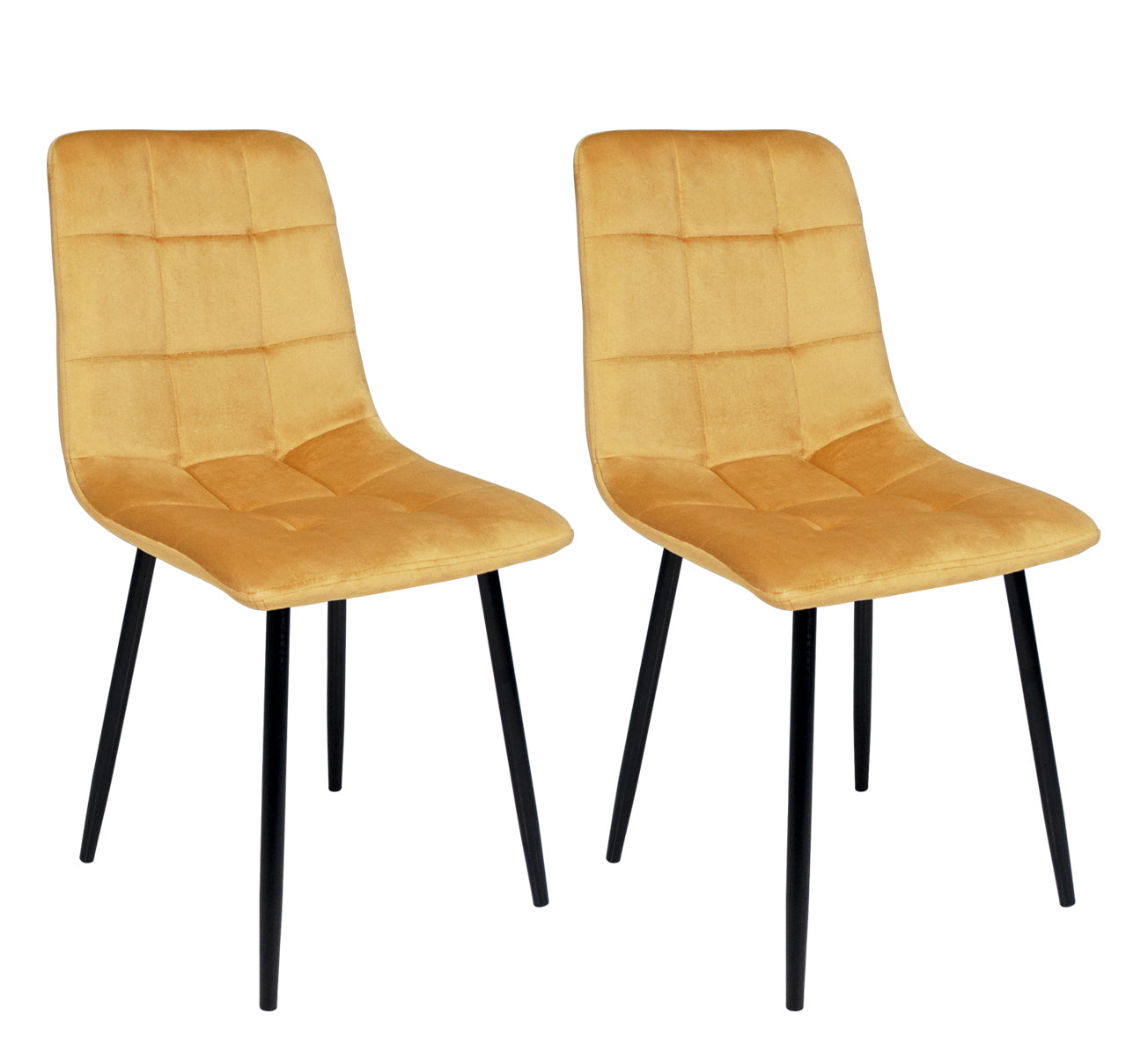 Sedia da pranzo imbottita mod. Karima (2 pz.) Colore: Giallo senape - Rivestimento: Velluto SD32KAPM