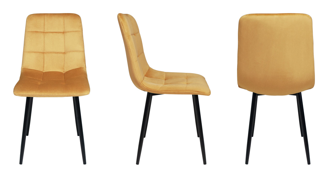 Sedia da pranzo imbottita mod. Karima (2 pz.) Colore: Giallo senape - Rivestimento: Velluto SD32KAPM