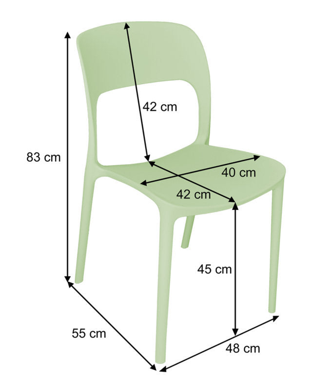 Sedia impilabile in polipropilene mod. Maya (2 pz.) Colore: Verde salvia SD33MAPP