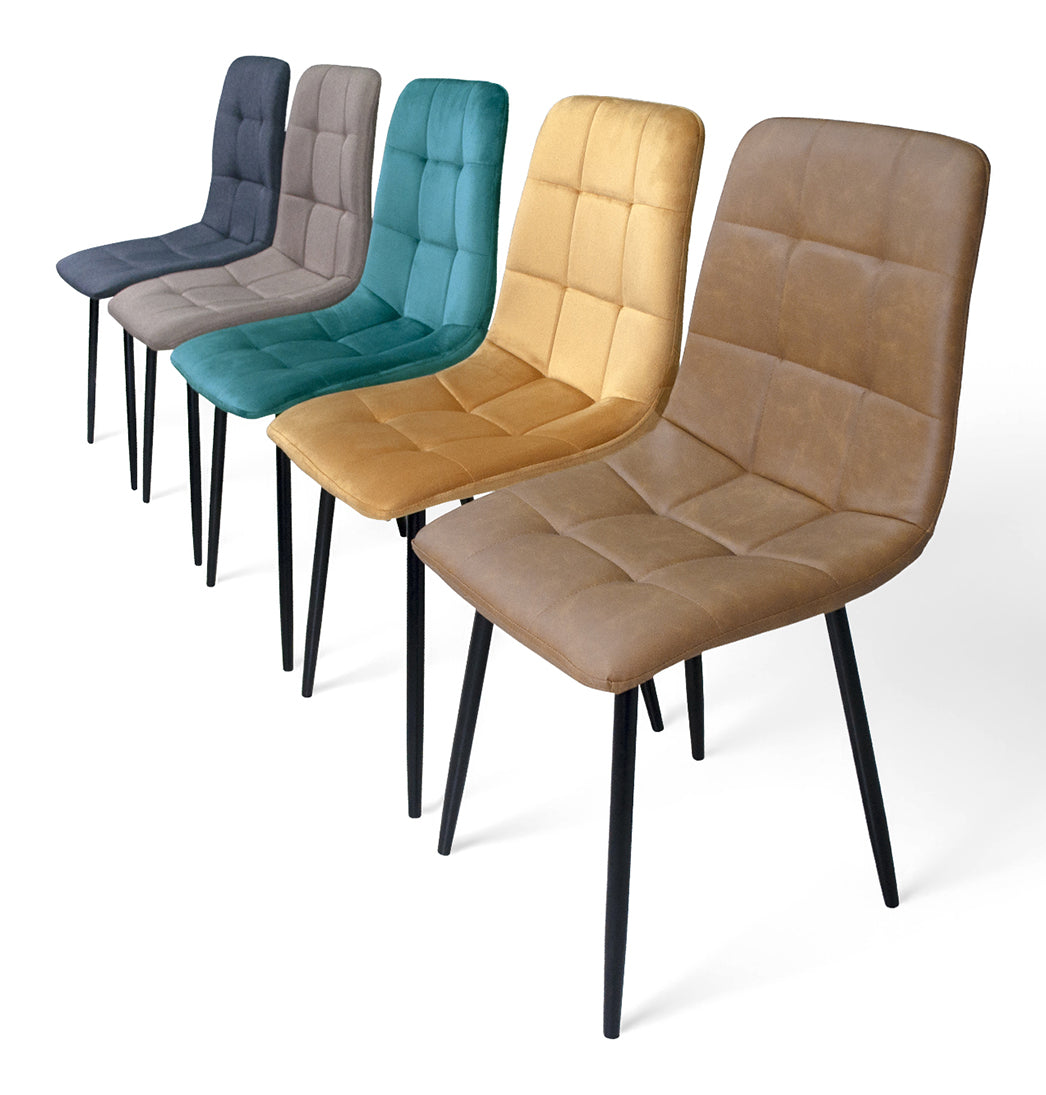 Sedia da pranzo imbottita mod. Karima (2 pz.) Colore: Giallo senape - Rivestimento: Velluto SD32KAPM