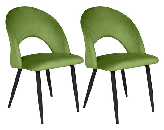Sedia da pranzo imbottita in velluto verde pistacchio (2pz) - Zoe - SD39ZOPM