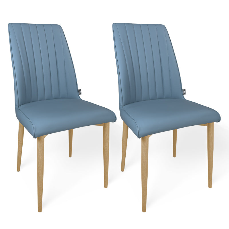 Sedia da pranzo imbottita in pelle blu avio – Francine (2 Pz.)