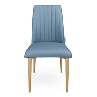 Sedia da pranzo imbottita in pelle blu avio – Francine (2 Pz.)
