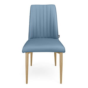 Sedia da pranzo imbottita in pelle blu avio – Francine (2 Pz.)