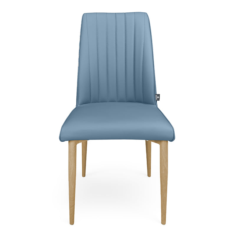 Sedia da pranzo imbottita in pelle blu avio – Francine (2 Pz.)