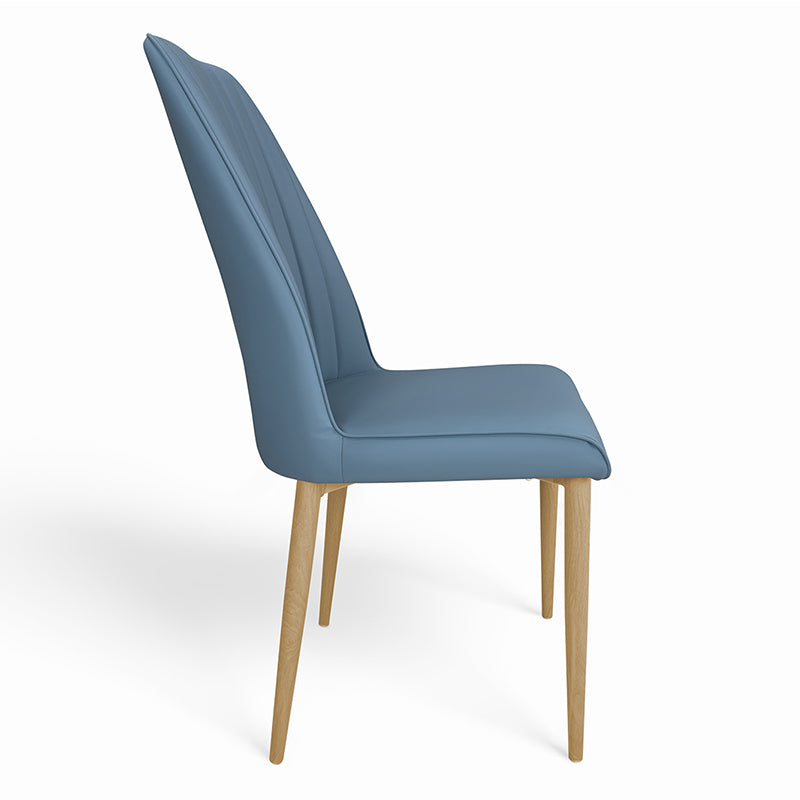 Sedia da pranzo imbottita in pelle blu avio – Francine (2 Pz.)