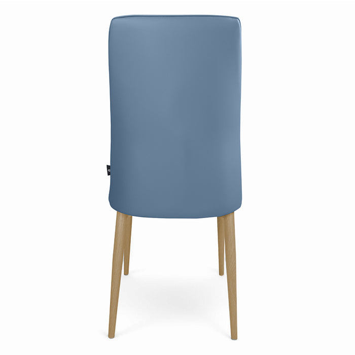 Sedia da pranzo imbottita in pelle blu avio – Francine (2 Pz.)