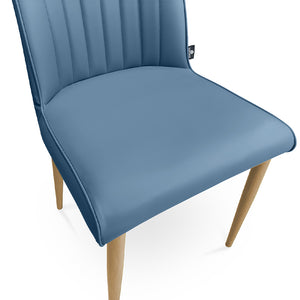 Sedia da pranzo imbottita in pelle blu avio – Francine (2 Pz.)