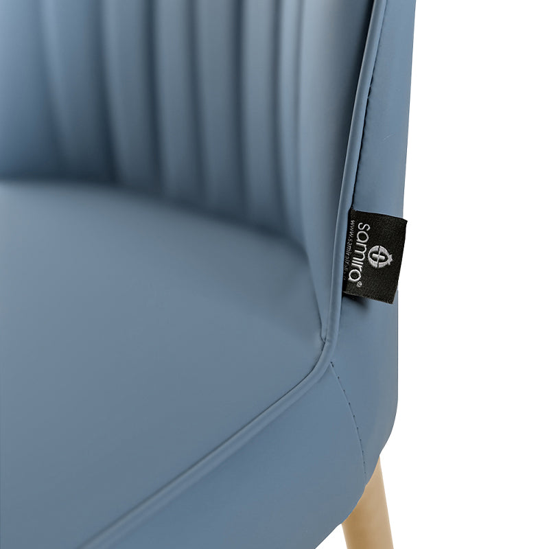 Sedia da pranzo imbottita in pelle blu avio – Francine (2 Pz.)