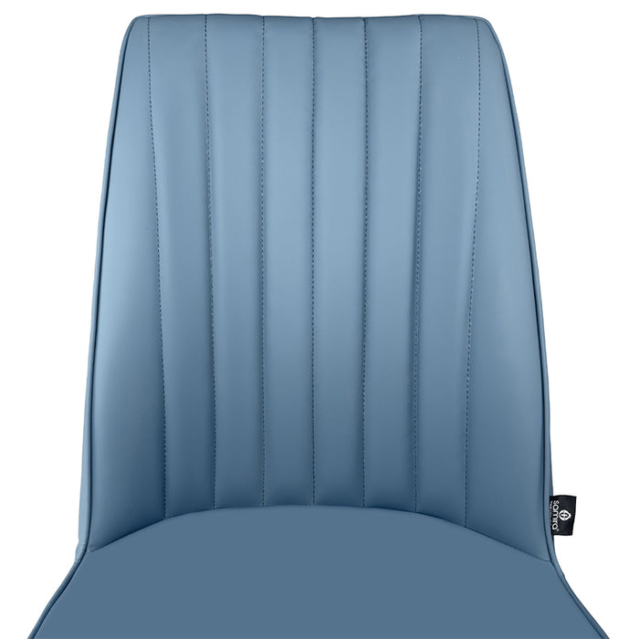 Sedia da pranzo imbottita in pelle blu avio – Francine (2 Pz.)