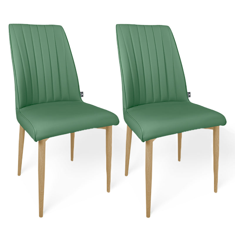Sedia da pranzo imbottita in pelle verde oliva – Francine (2 Pz.)