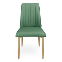 Sedia da pranzo imbottita in pelle verde oliva – Francine (2 Pz.)