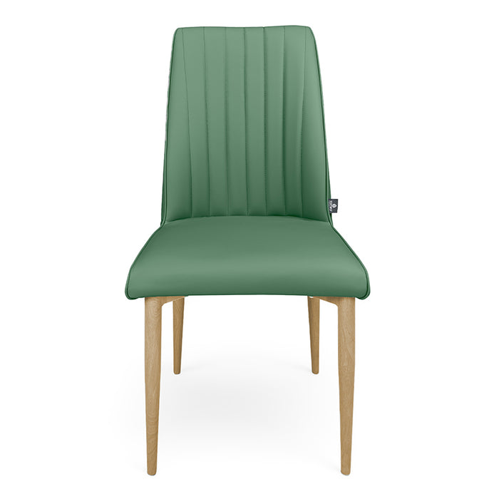 Sedia da pranzo imbottita in pelle verde oliva – Francine (2 Pz.)