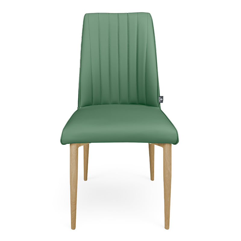 Sedia da pranzo imbottita in pelle verde oliva – Francine (2 Pz.)