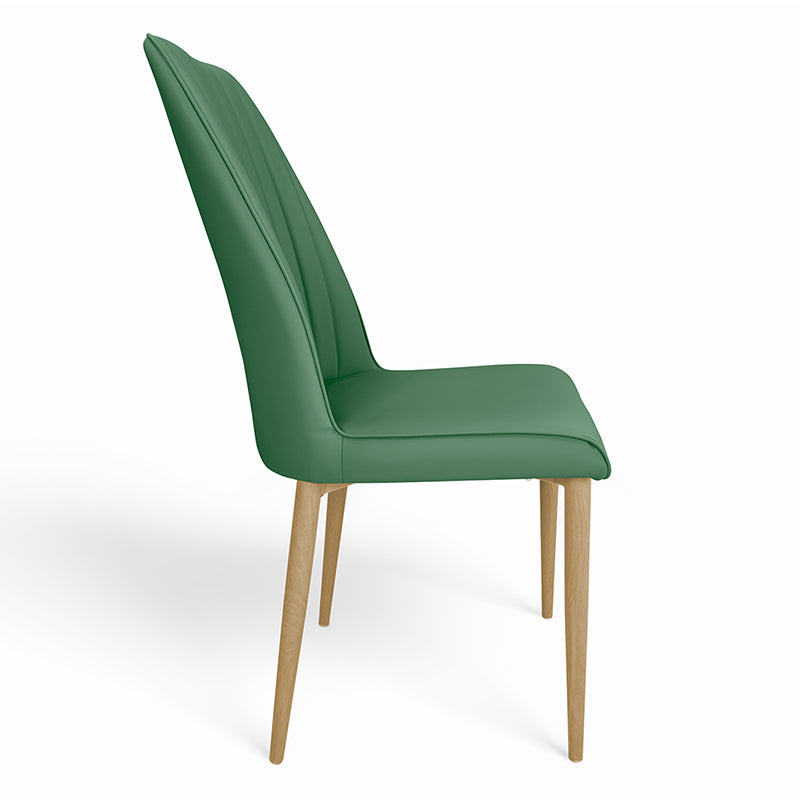 Sedia da pranzo imbottita in pelle verde oliva – Francine (2 Pz.)