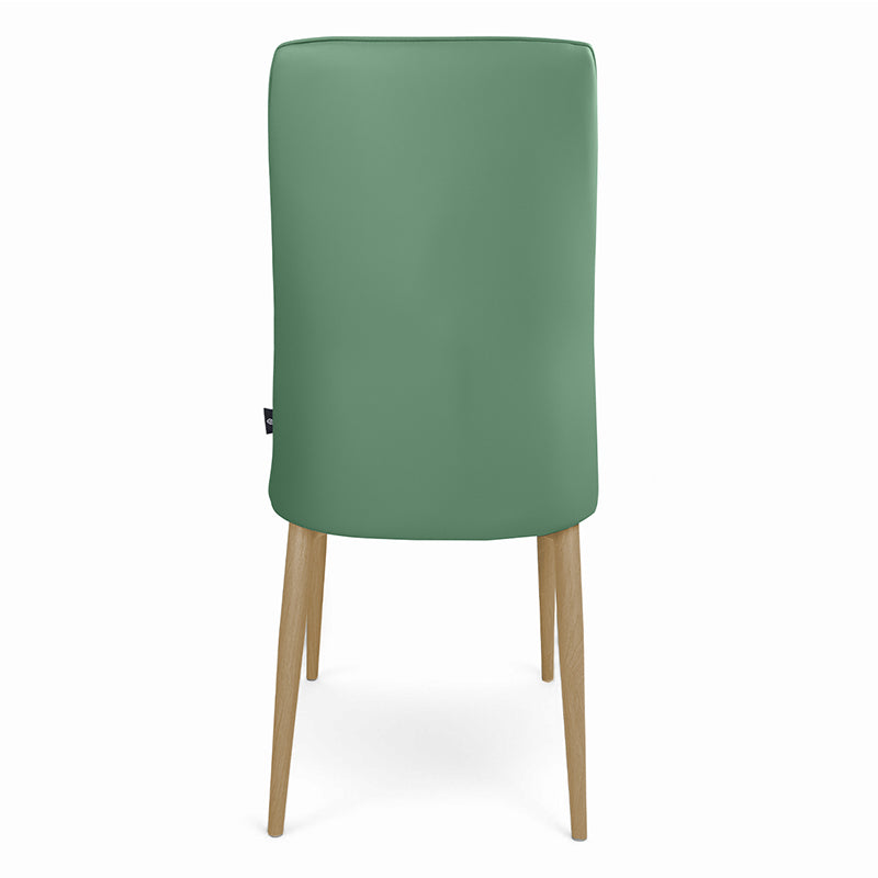 Sedia da pranzo imbottita in pelle verde oliva – Francine (2 Pz.)