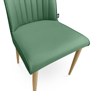 Sedia da pranzo imbottita in pelle verde oliva – Francine (2 Pz.)