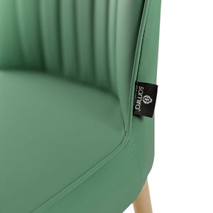 Sedia da pranzo imbottita in pelle verde oliva – Francine (2 Pz.)