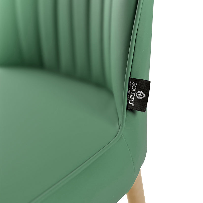 Sedia da pranzo imbottita in pelle verde oliva – Francine (2 Pz.)