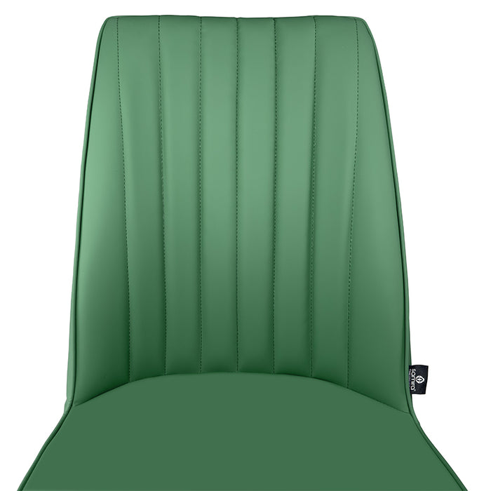 Sedia da pranzo imbottita in pelle verde oliva – Francine (2 Pz.)