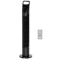 Ventilatore a Colonna con Telecomando fino a 5m, Oscillante 70° con 3 Modalità e 3 Velocità, Timer 7.5h, 40W Nero, Ф18x78.5cm