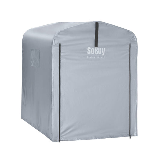 Sobuy Tela di ricambio per Garage Auto per Esterno, Tenda per Bicicletta, Casetta da Giardino, Box Moto Impermeabile, Tendone per Auto, Moto e Attrezzi, Argento, 120x176x163 cm, SDA11-SIL