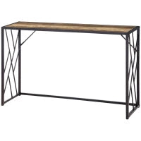 Tavolo Consolle da Ingresso in Stile Industriale, Mobile Vintage in Acciaio e Legno, 120x35x75cm, Marrone
