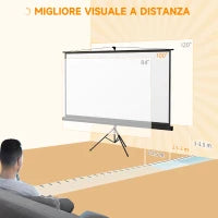Telo Proiettore Pieghevole da 100" Formato 16:9 con Treppiede Regolabile, 235.8x8x136 cm, Nero